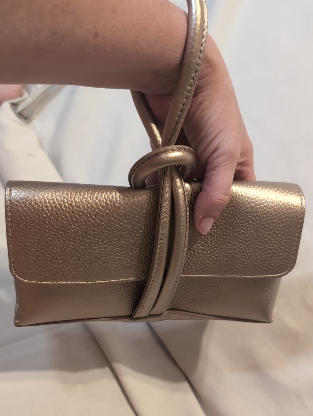 Chantecaille Metallic Rose Gold Wristlet Clutch Bag - Picture 5 of 5